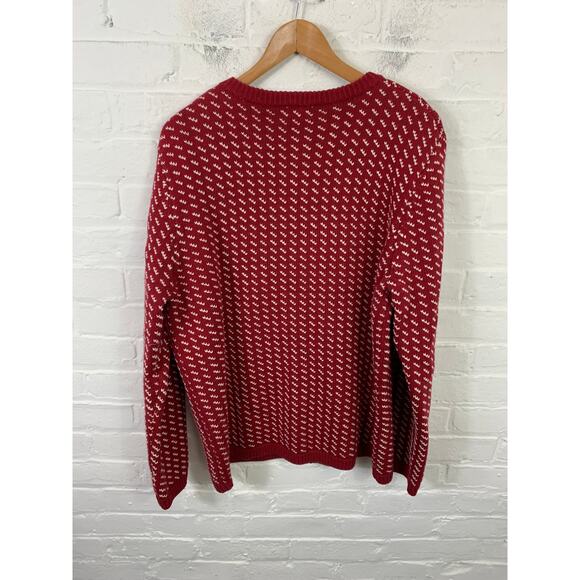 L.L. Bean Vintage Red and White Cardigan Sweater Cotton/Wool - Picture 2 of 4